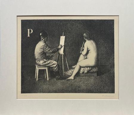 Art work by Antonio Bueno Ritratto di modella - lithography paper 